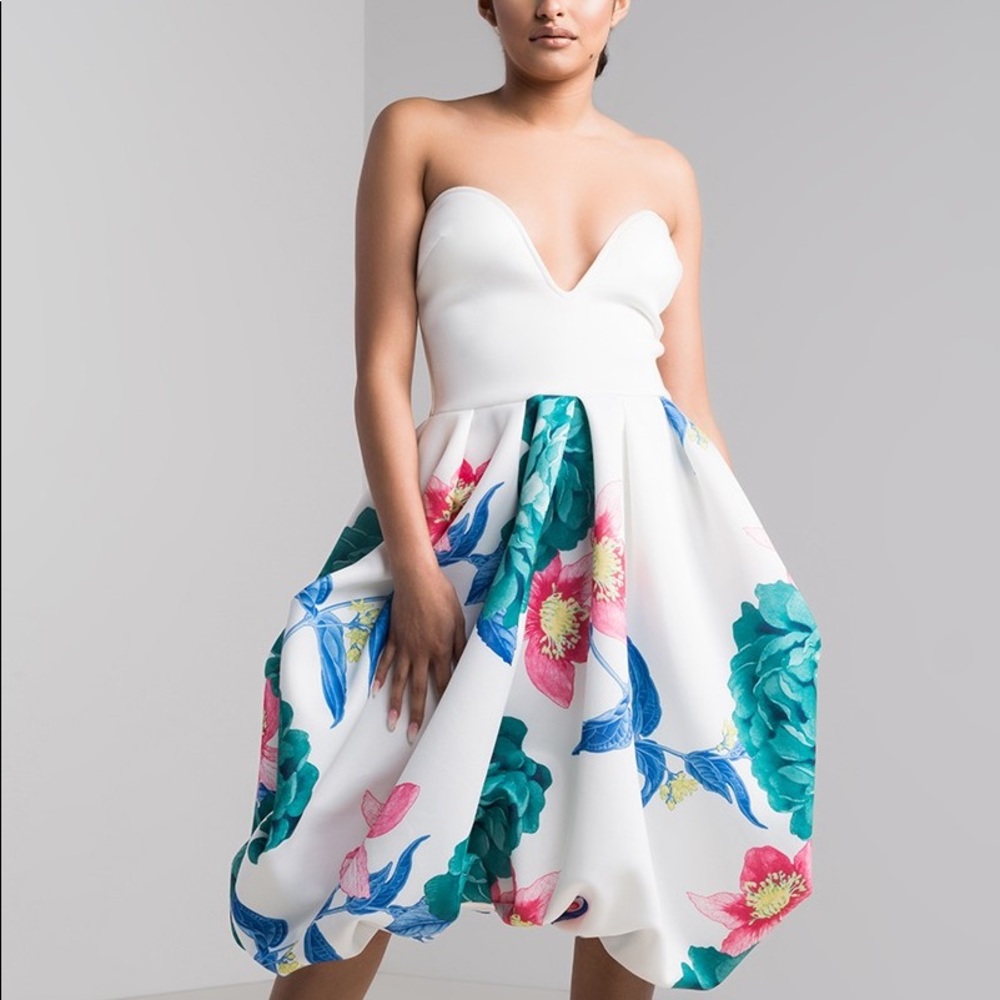 Strapless scuba dress